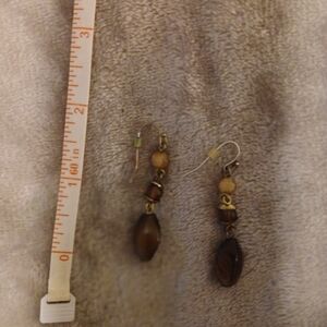 Handmade Brown Bead Drop Earrings